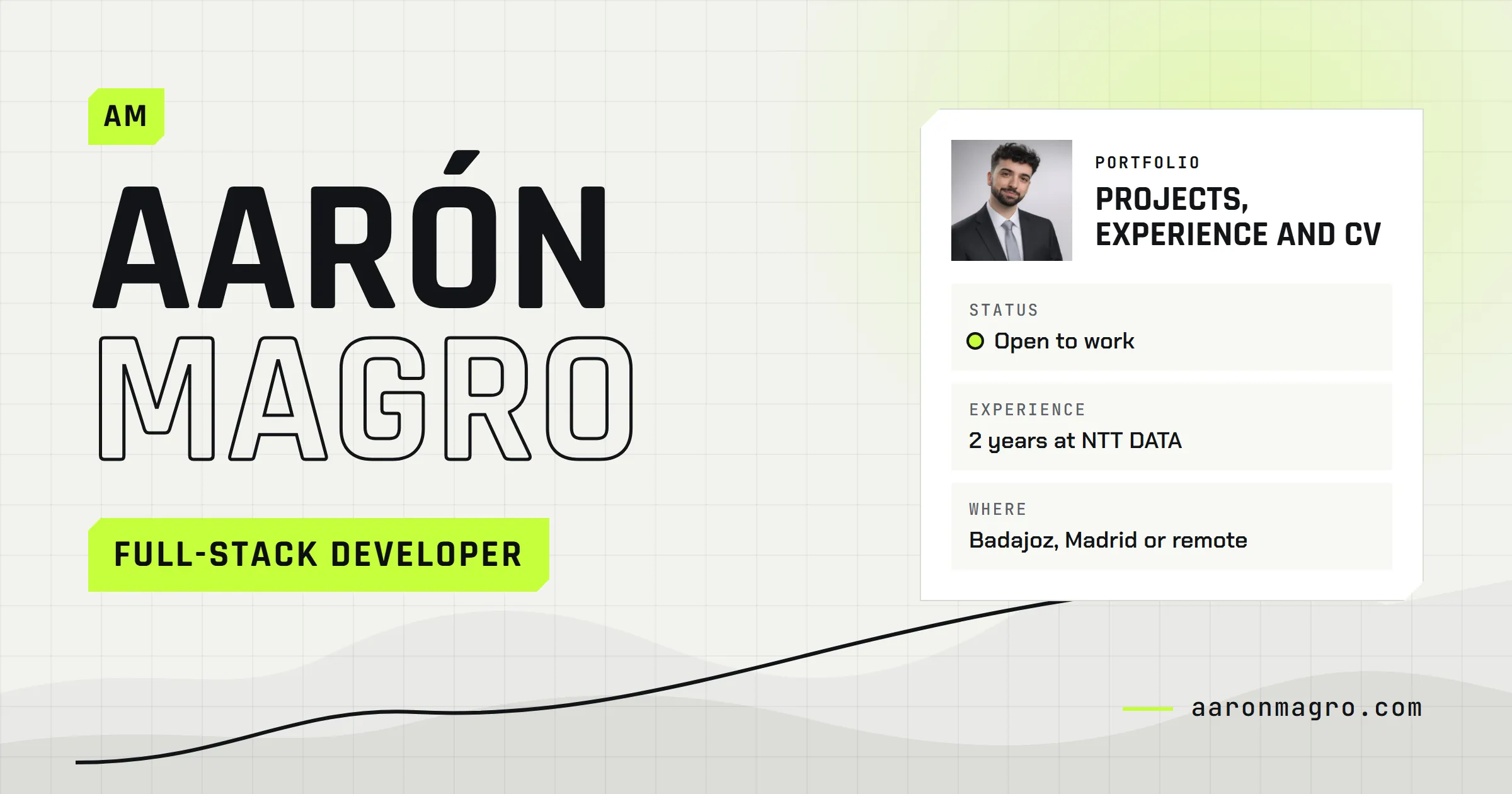 Thumbnail of this portfolio with Aarón Magro’s profile card